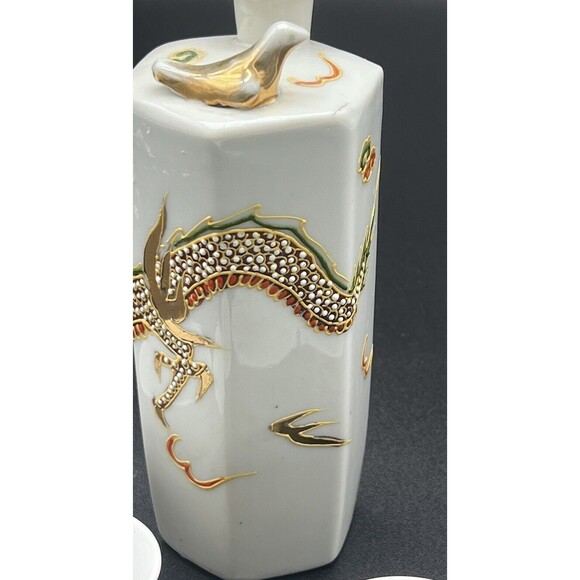 Moriage Dragonware Saki Service 6pcs Whistling Lithophane White Gold Brown VTG - Picture 3 of 11